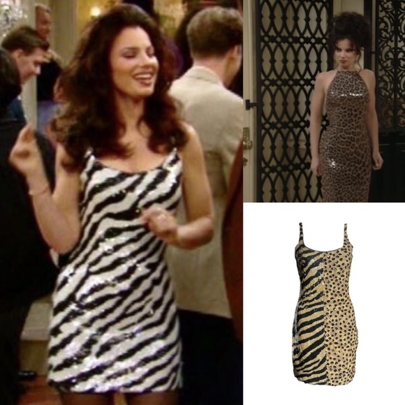1980’s Vintage Sequin Half Zebra And Cheetah Mini Dress As Seen On Fran Fine in - Picture 1 of 8